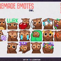 Owl pre-made emotes - for Twitch - Youtube - Discord