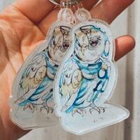 Watercolor Barn Owl Key Chain