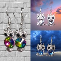 Rhinestone Owl Earrings