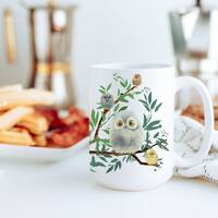 Funny Owl Mug, Colorful Woodland Animal Coffee Cup