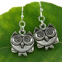 Owl Earrings, Whimsical Fantasy Woodland Nature Whimsy Wise Forest Animal Bird Simple Minimalist Tea