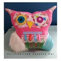 Dementia Sensory Snuggle Owl Alzheimer's Anxiety Adult Fidget Toy Fiddle cushion personalised gi