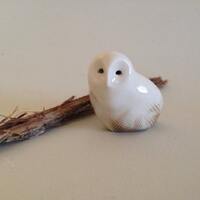 Handmade Ceramic Owl Figurine Miniature Barn Owl Porcelain Owl