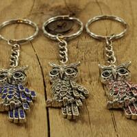 Colourful owl keyring, owl keychain, sparkly owl, owl teacher gift, colourful owl, present for teach