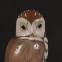 Dahl Jensen Perched Owl #1389 Figurine - Vintage Ceramic Collectible Home Living Decor