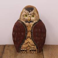 James Haddon Wood Carved Owl - Hand Carved Owl - Hand Painted Wooden Owl