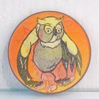 Owl and Cat pin, Lenticular pin, Childrens pin, Backpack pin, Vintage pin