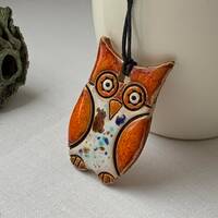 Ceramic owl necklace Owl pendant Ukraine sellers Ukraine shops Owl lover gift Cute owl jewelry Owl l