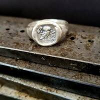 Greek Owl Signet Ring | 925k Sterling Silver Coin Ring | Handmade Athena Owl Ring | Goddess Jewelry 