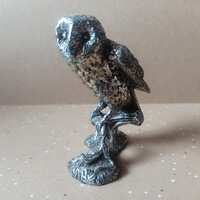 Antique Owl Statue, Silvering Owl Figurine, Vintage Metal Owl, Vintage Decorative Figurine, Old Bird