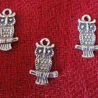 925 sterling silver  oxidized owl charm or pendant or earring finding 1pc., sterling silver owl char