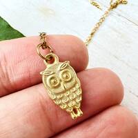 Petite Gold Owl Pendant Necklace, 14k Gold Filled, Gold Vermeil, Sterling Silver, Owl Charm, Minimal