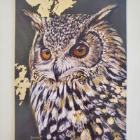 Owl painting postcard print