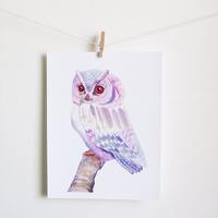 Pink and Purple Owl art print - 11 x 14 inch archival fine art print watercolor