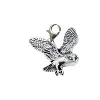 B19 Barn Owl On a Sterling Silver 925 Trigger Clasp 925 hoop charm