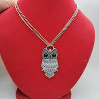 Owl pendant necklace vintage Ancient large bird pendant
