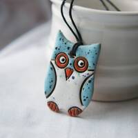 Ukraine sellers Ukraine shops Ceramic owl necklace Pendant Owls lover gifts Cute owl jewelry Owl lov
