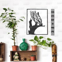 Owl Wall Art Tree Branches svg | Animal Twigs Clipart | Artwork Home Decor Cut File | Wild Forest Li