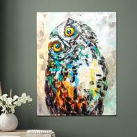 Owl Oil Painting on Canvas,Abstract owl Painting,Bird Portrait Painting,Beautiful warm and cool colo