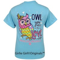 Girlie Girl Originals Owl You Need 2521 Sky Blue Short Sleeve T-Shirt