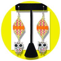 Colorful Beaded Owl Earrings