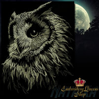 Owl Machine embroidery designs In the Night Series Realistic 5 Sizes to Download 4 color embroidery 