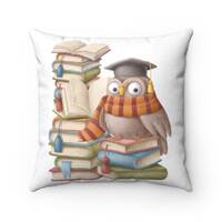 Nursery Pillow, Reading Owl Room Decorative Pillow, Birthday Gift Idea, Library Cosy Pillow, Loving 
