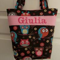Owls Kids Tote, Flower Girl Tote, Crayon Roll, Personalized, Design Your Own, 100s Fabric Choices