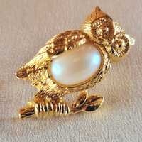 AVON's "Owl On A Branch" - Tie Tac, Lapel, Scarf Pin From 1995 "Friendly Critters