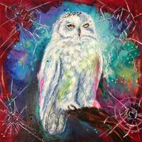 Snowy owl - Original Painting on Canvas 16’ x 16’,  Wall Art, Spiritual , Street Art, Wa