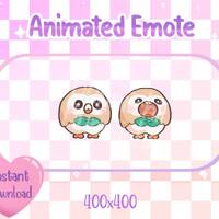 Animated Kawaii Tan Owl with Green Bow Tie Twitch/Discord Emote & Sticker