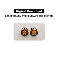 Owl Earrings File - SVG File - Glowforge Ready - INSTANT DOWNLOAD - Glowforge Earring File