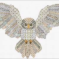 Blackwork Embroidery Small Brown Owl
