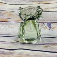 Vintage Big Eyed Glass Owl Figurine Paperweight