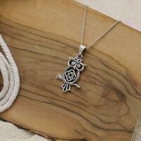 Silver Owl Necklace Sterling Silver Owl Pendant Celtic Knot Necklace Infinity Pendant Hand Made Boho