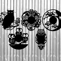 5 Owls clock face template laser cut dxf, cdr files