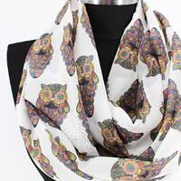 Owl Pattern Infinity Scarf, Long Scarf, Circle Scarf, Women Gift For Her Spring - Summer - Fall Fash