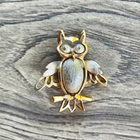 Vintage Two Toned Owl Brooch, Owl Pin, Owl Lovers,