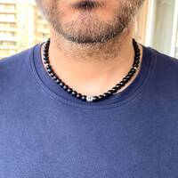 Handmade Black Onyx Owl Necklace: Beaded Choker, Men's Jewelry Gift
