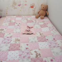 Romantic Patchwork Quilt, Toddler/Baby Girl Owl Blanket, Pink Tones Quilted Bedding, Baby Shower/Fi