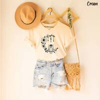 Floral Owl Moon Shirt, Boho Shirt for Her, Owl shirt, Summer Shirt, Birthday Gift, Shirt for Women, 