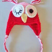 Baby Flirty Valentine's Day Owl Laplander Hat - 0 to 3 Months, 3 to 6 Months, 6 to 12 Months - R