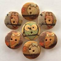 Owl Buttons, 15mm Buttons, Bird Buttons, Sewing Supplies, Scrapbooking, Embellishments, Brown Button