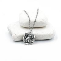 Greek coin necklace on stainless steel chain, Owl of Athena, Greek Gifts, Unisex