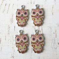 Owl Charm, Enamel Jewelry Charm, Charm Bracelet, Bird Charm, Owl Lover, Key Ring Charm, One Sided Ow