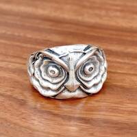 Owl Silver Ring, Solid 925 Sterling Silver Owl Ring, Handmade Silver Ring, Silver Owl Bird Silver Ri