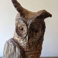 Hand Carved Owl Custom Sculpture by Wildlife Artist Lowell Mosley One of A Kind Owl Collector Christ