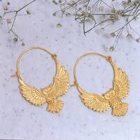 Gold Owl Hoop Earrings | Vintage Style Bird Jewelry