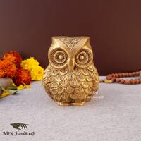 Brass Owl Statue- 3.5" Inches Owl Showpiece for Room Decor, Home Decor Gifts Owl, Bird statue, 