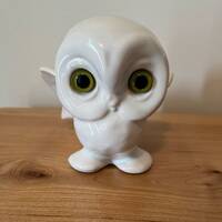 Vintage "The Collectables" Canadian Pottery Owl with Green Eyes, #302, Made in Canada
